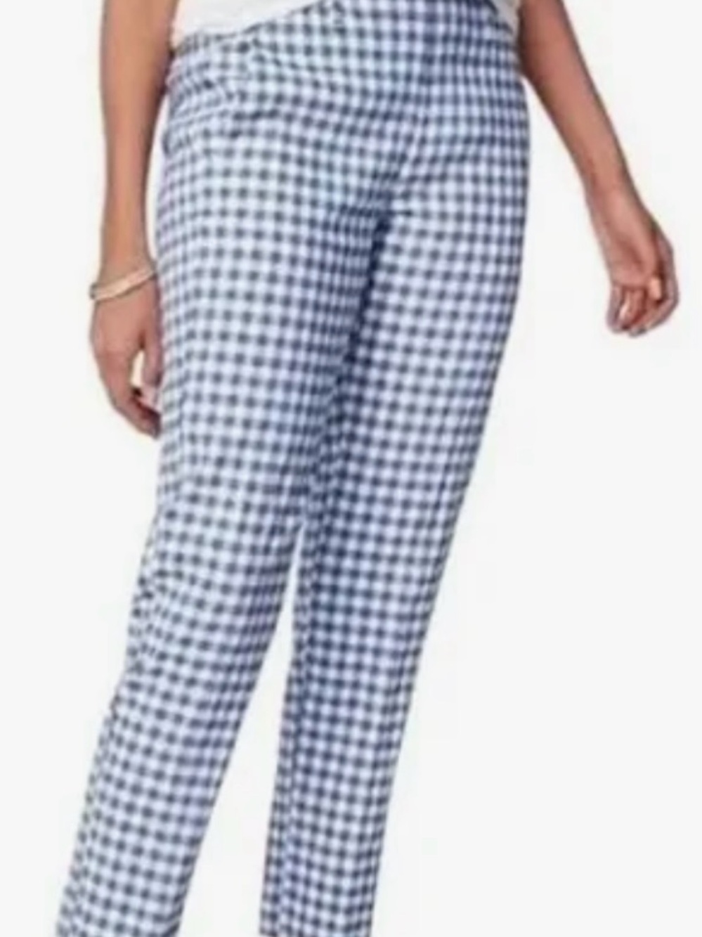 J. Jill Blue and White Gingham Straight-Leg Pants
